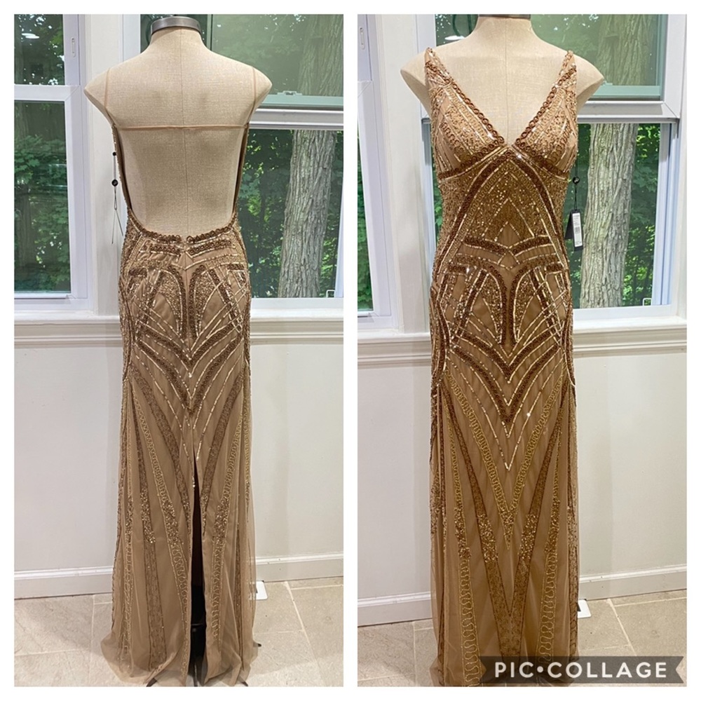 Adrianna Papell beaded long sleeves gown